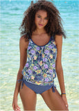 Blouson Tankini Top Yellow Flora Tropical