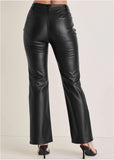 Faux Leather Bootcut Pants Jet Black