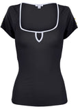 Button Detail Short Sleeve Jet Black