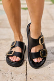 Gen Black Double Buckle Sandals SALE