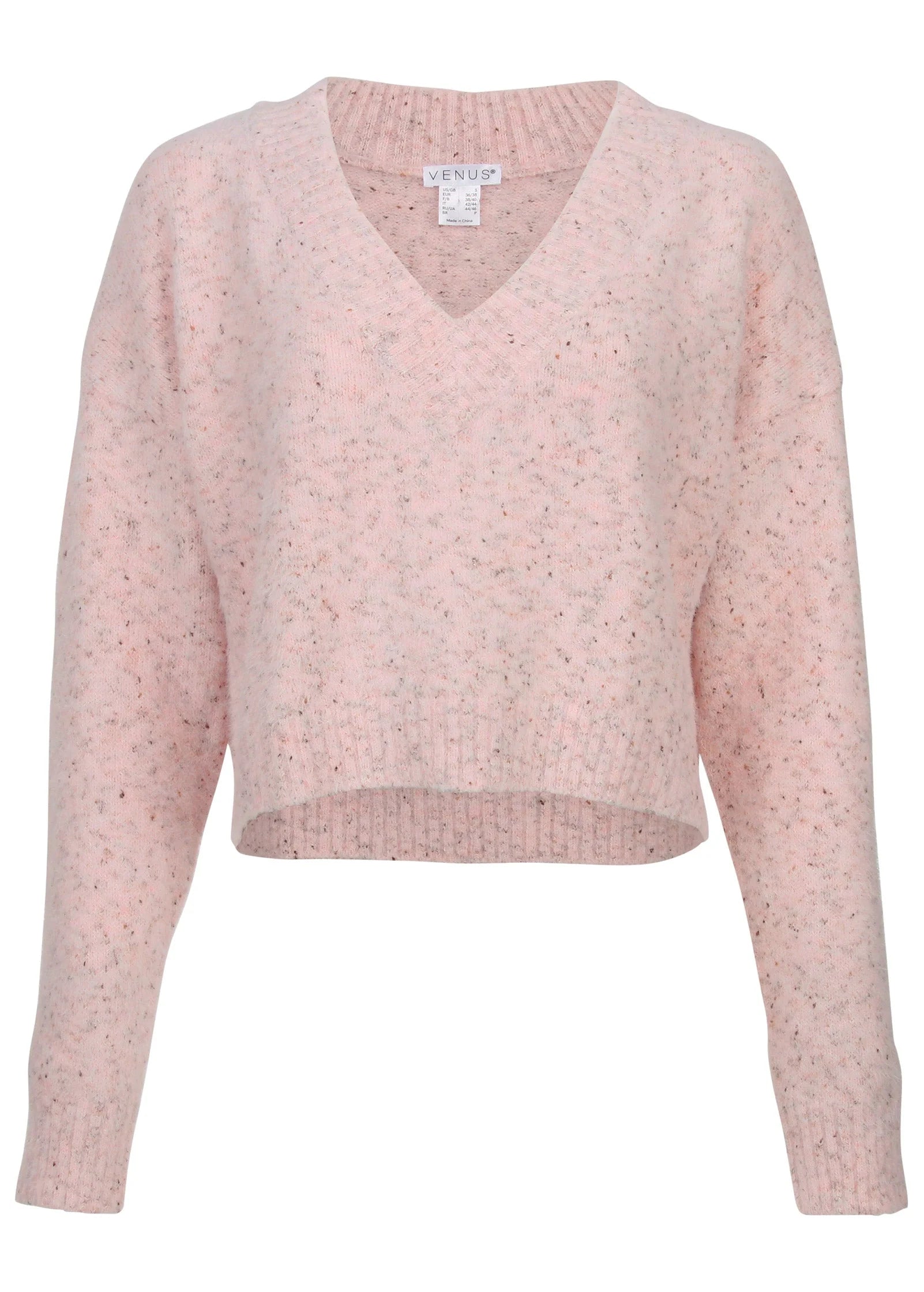 V Neck Sweater Pink Multi