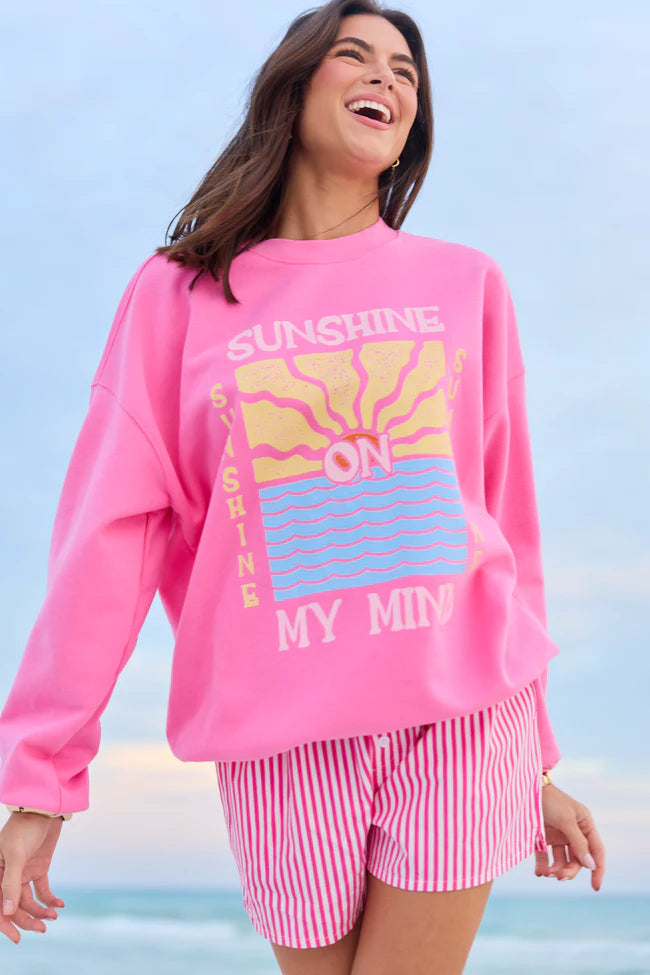 Sunshine On My Mind Pink Graphic Sweatshirt