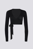 Soft Jersey Wrap Crop Top in Black