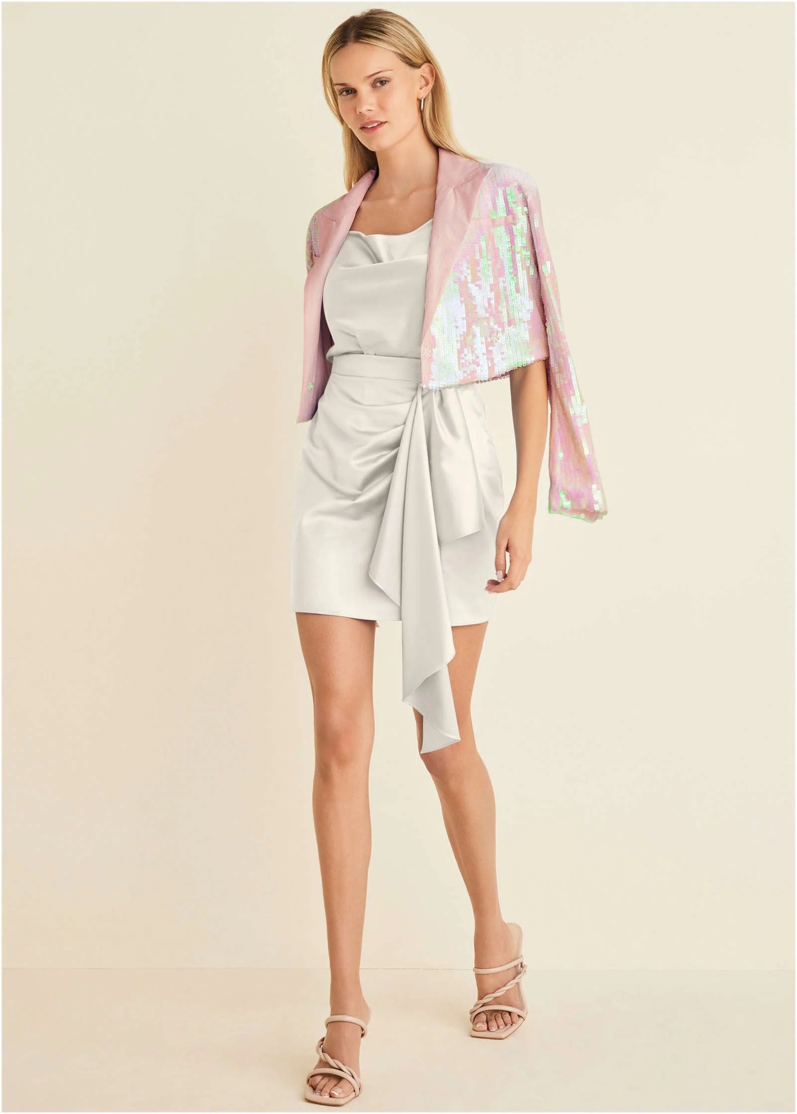 Ruffle Detail Mini Skirt Off White