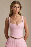 Lace Up Corset Top in Soft Pink