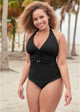 Sicily Halter Tankini Top Black Beauty