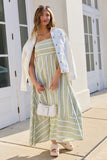 Come Sail Away Sage Striped Maxi Dress SALE