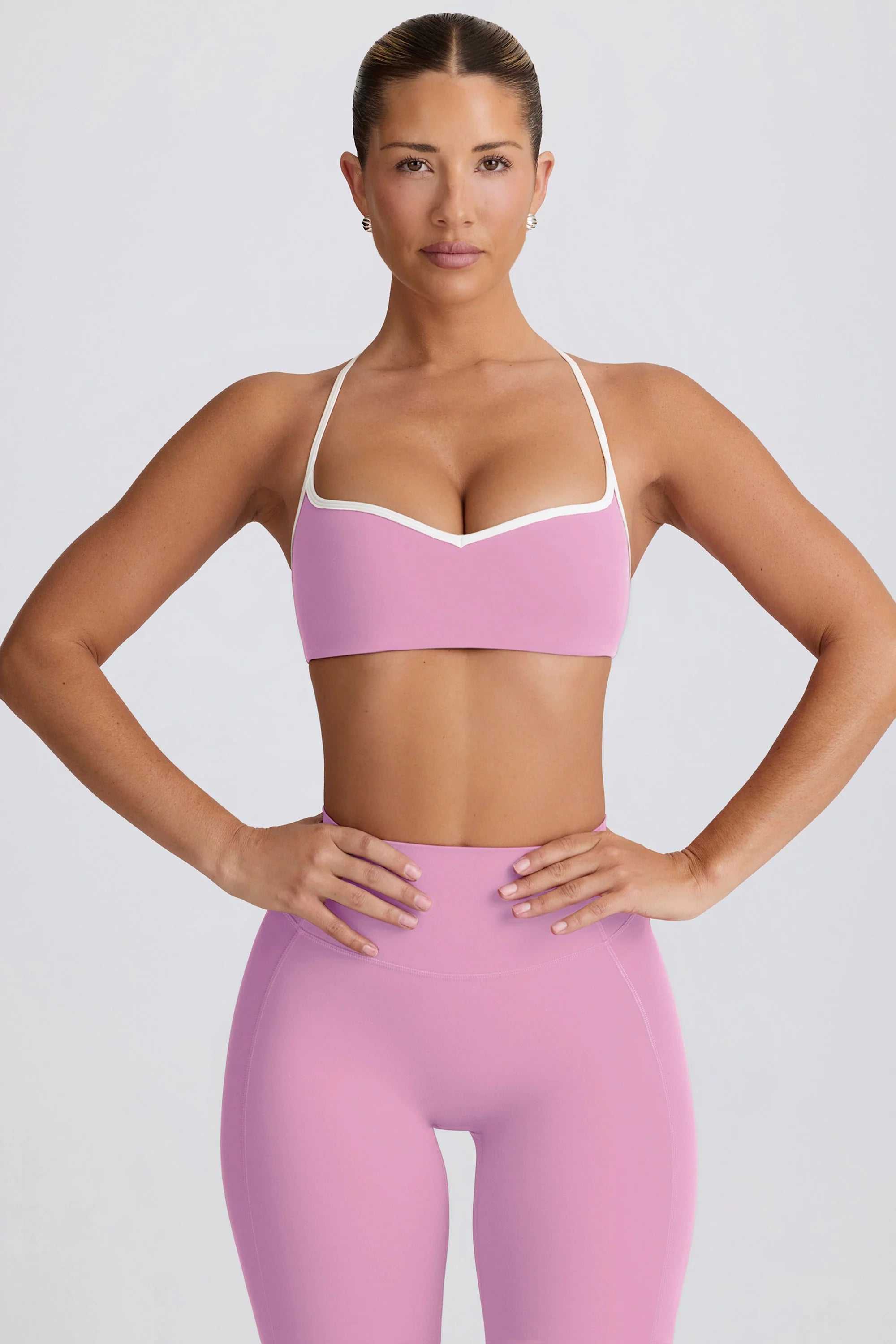 Soft Active Sweetheart Neck Sports Bra in Dusty Pink