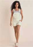 V Back Denim Overalls White Denim