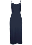 Cowl Neck Slip Dress Navy