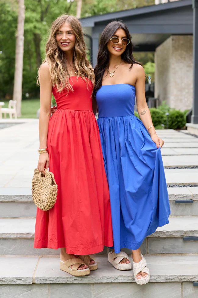 Kassie Red Strapless Maxi Dress SALE
