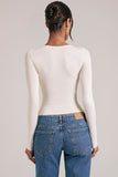 V Neck Long Sleeve Top in Vanilla