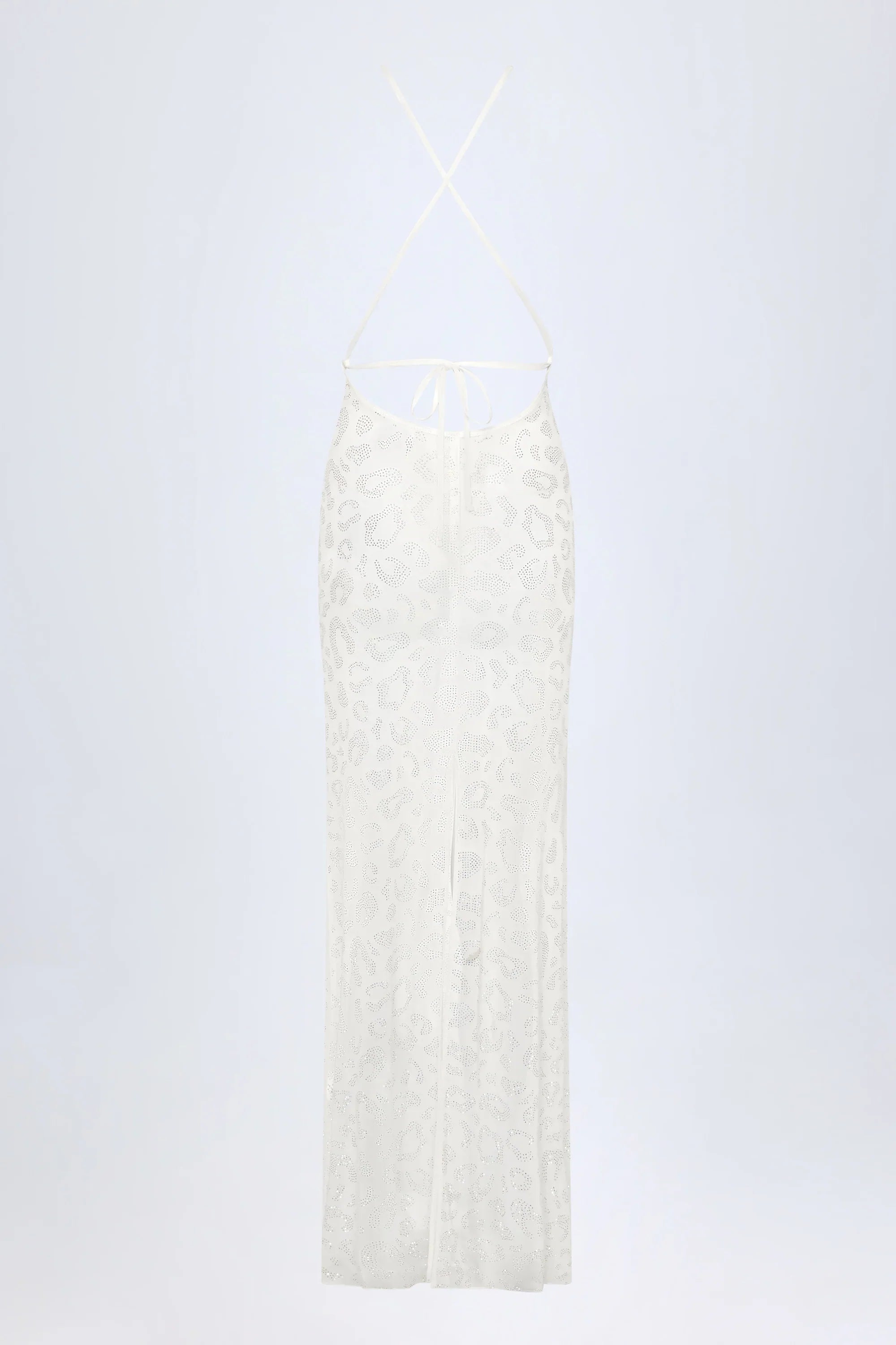 Embellished Backless Maxi Dress in White