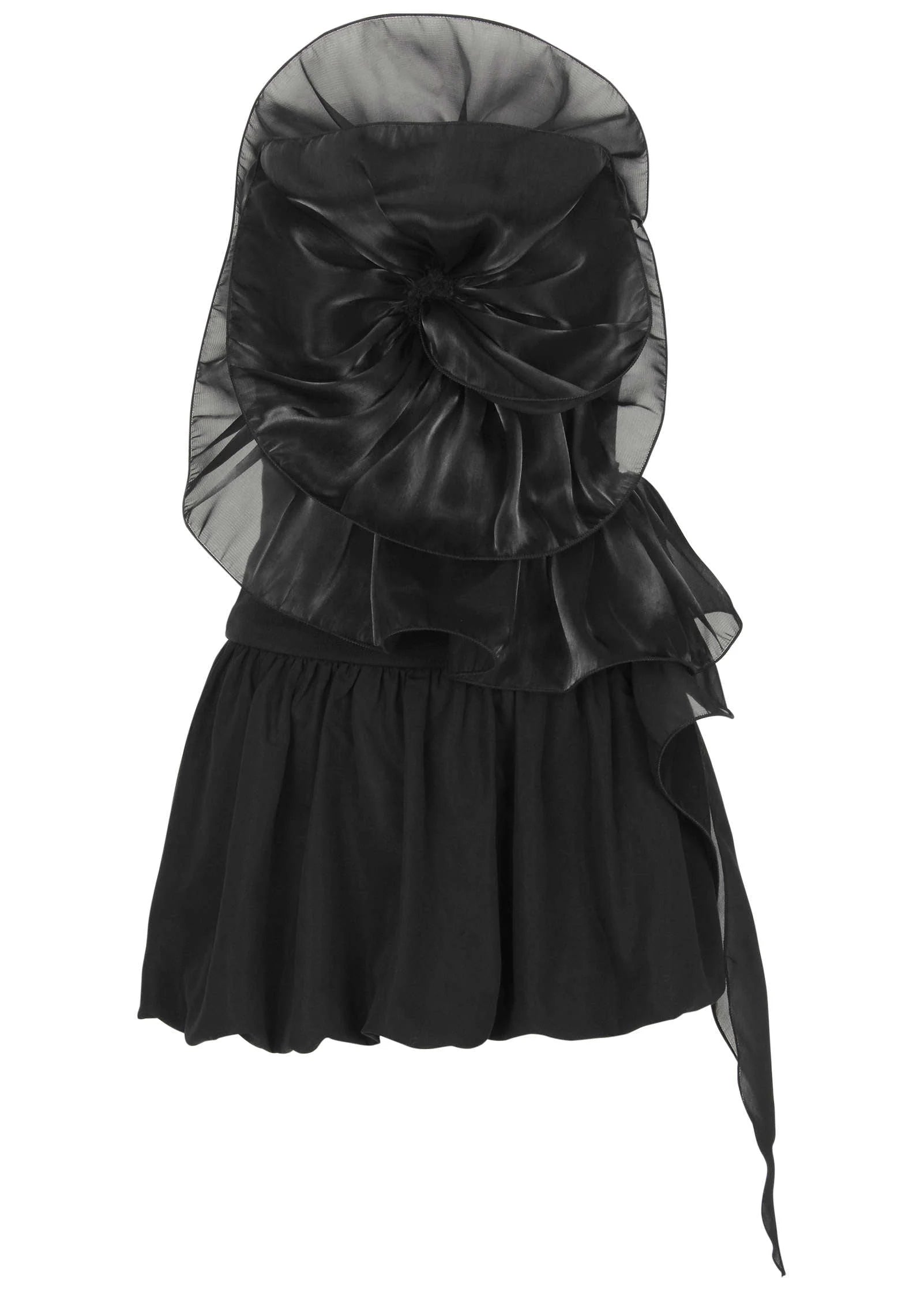 Rosette Bubble Mini Dress Jet Black