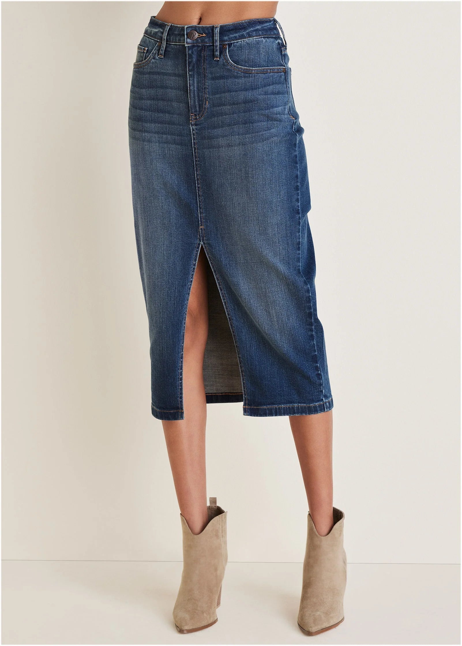 Denim Midi Skirt Medium Wash