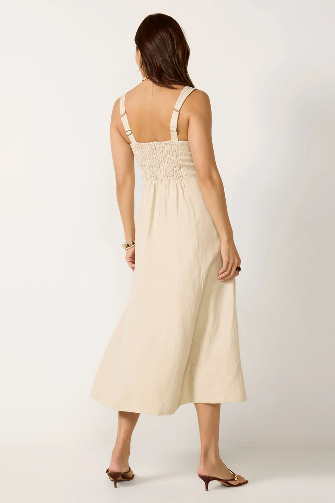 Kaiden Linen Seamed Midi Dress
