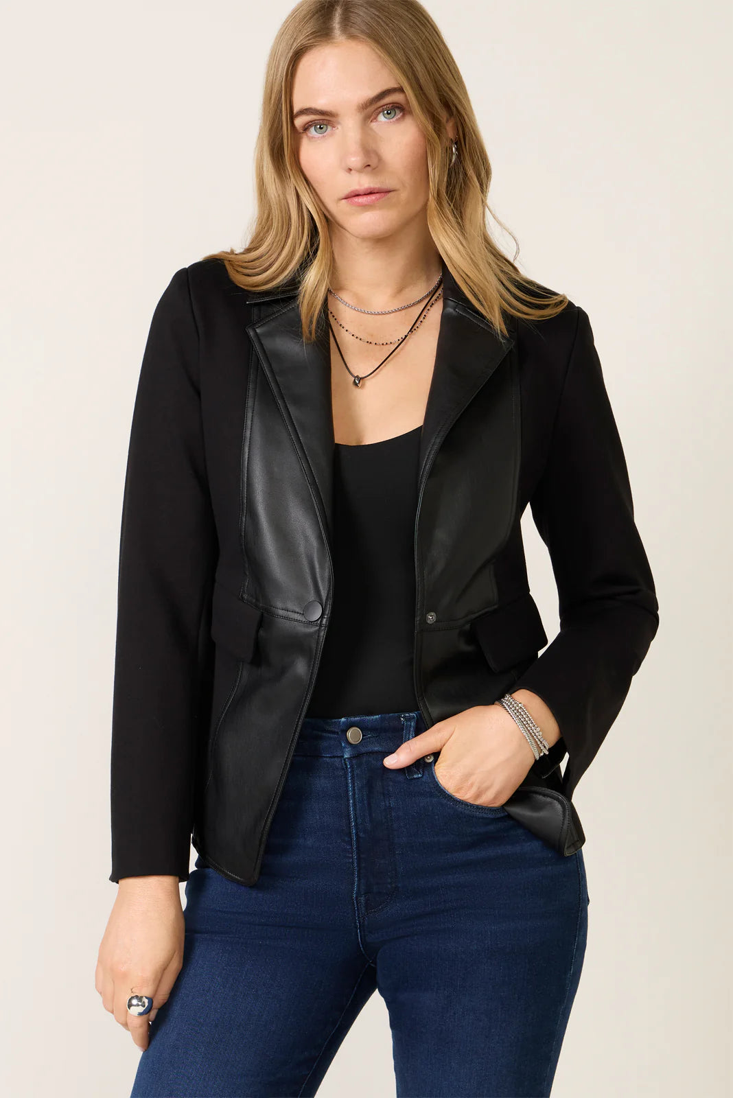 Kaiya Mixed Media Blazer