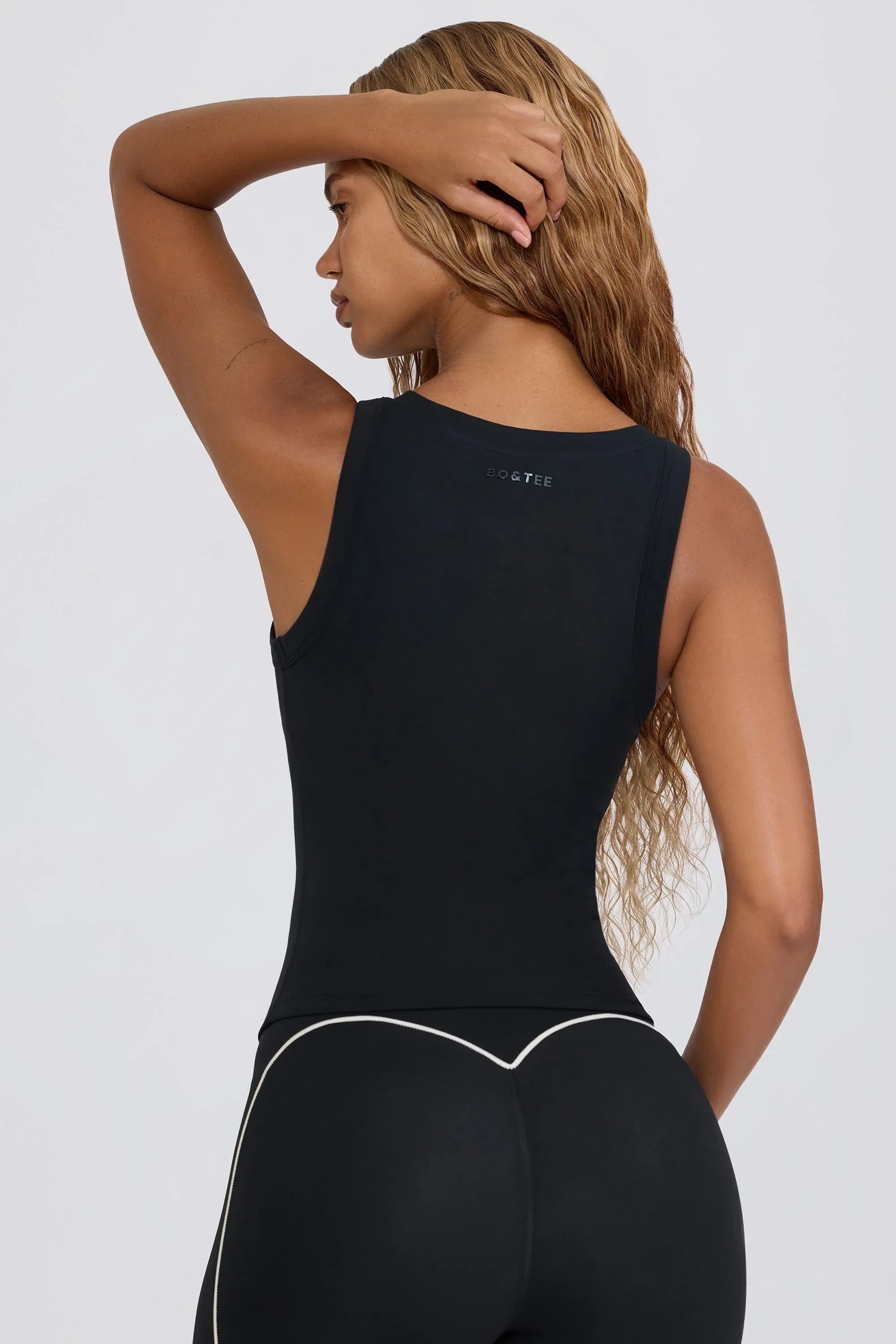 Soft Active V Neck Tank Top in Black