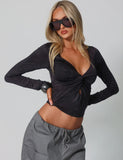 SAFFIRA LONG SLEEVE TOP BLACK