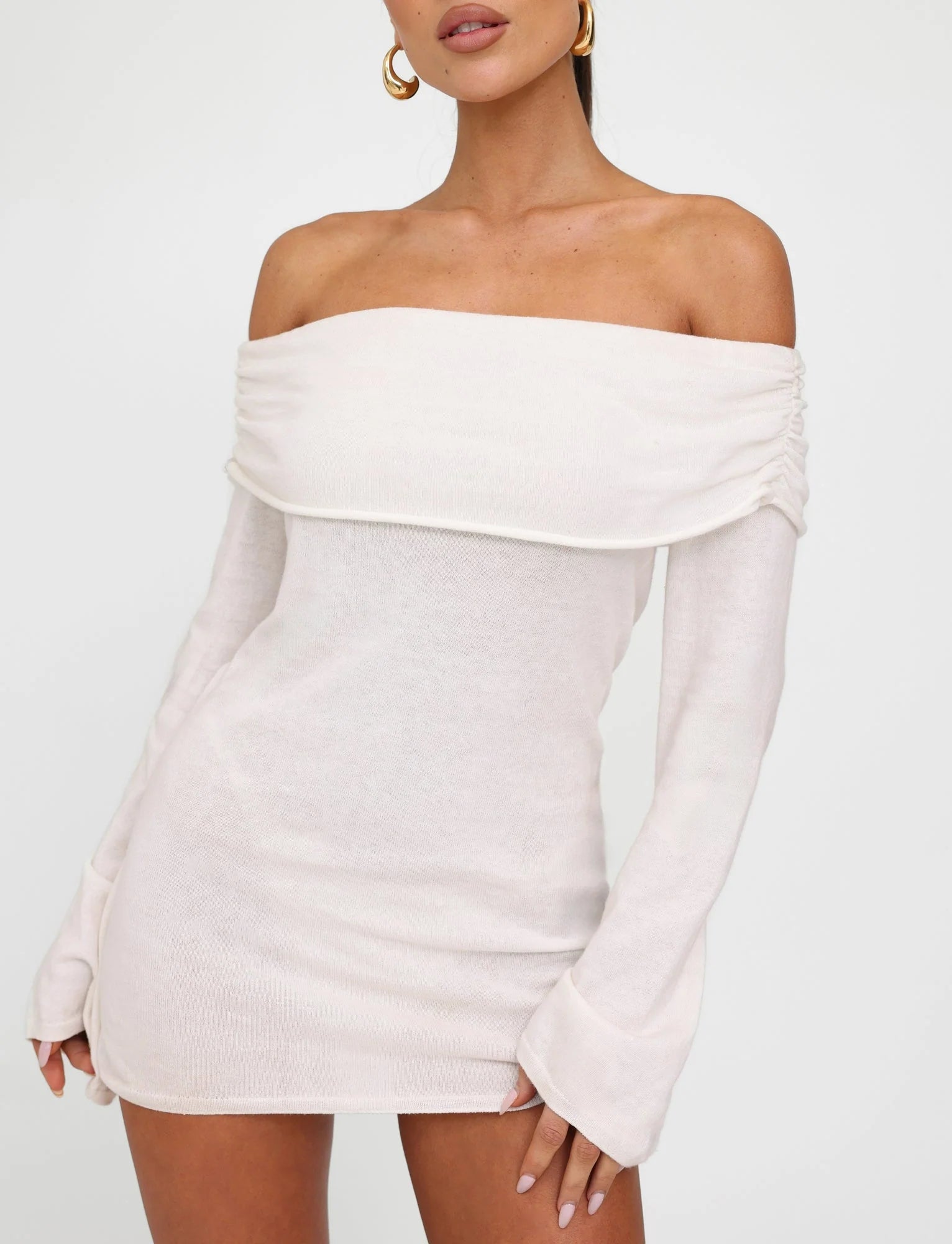 DIEDRE JUMPER DRESS WHITE CREAM