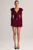 Knit Mid Rise Mini Skirt in Wine