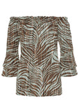 Off The Shoulder Top Brown Multi