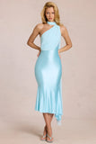 Scarf Detail Midaxi Dress in Aquamarine