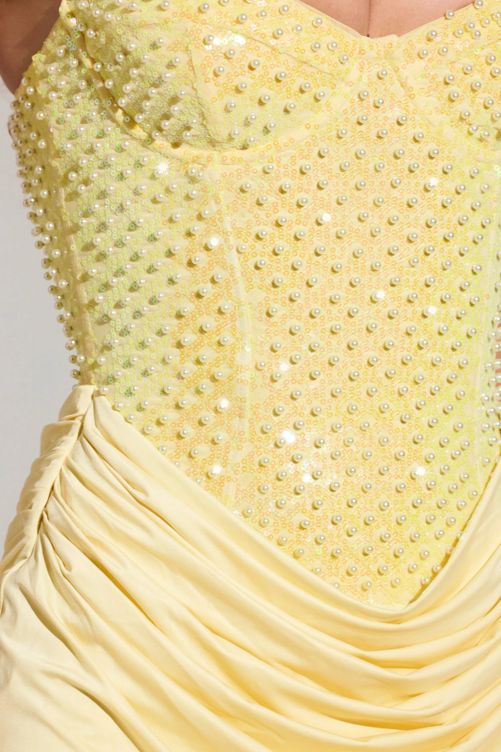 Embellished Corset Mini Dress in Lemon Yellow