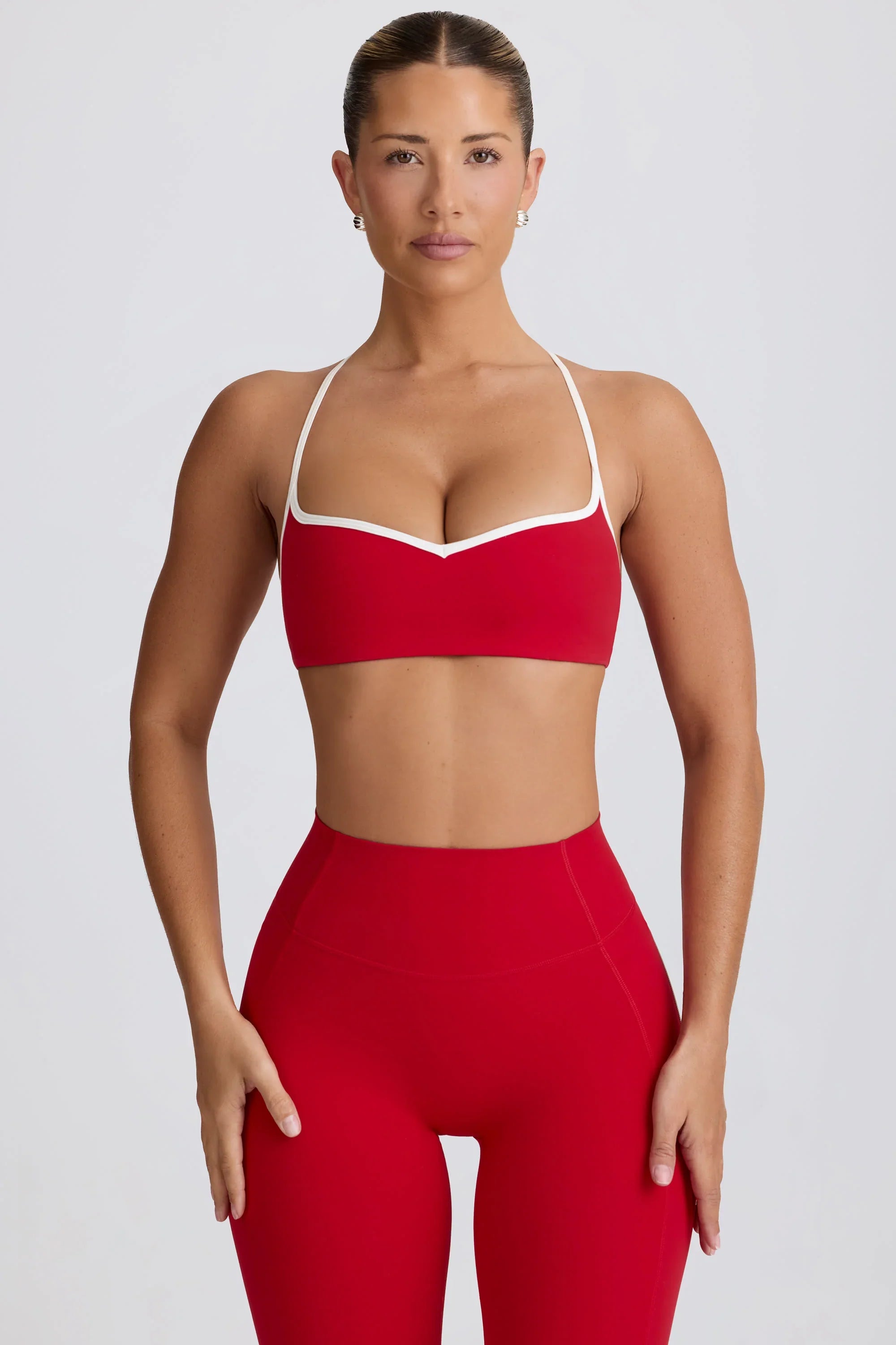 Soft Active Sweetheart Neck Sports Bra in Hot Red