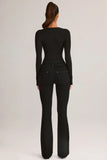 Denim Mid Rise Flared Jeans in Black