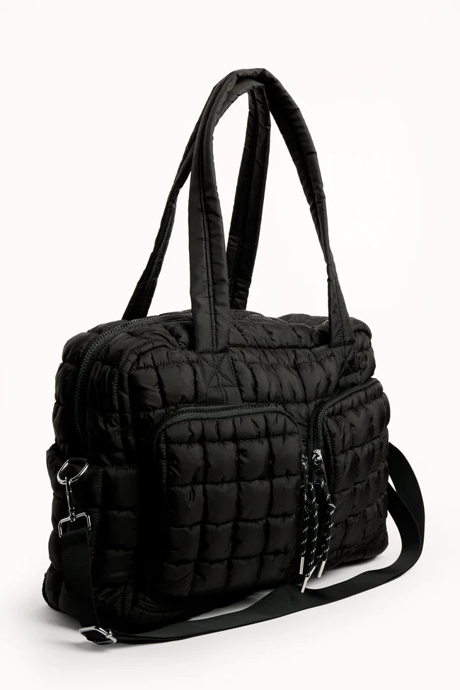 Haylie Black Quilted Weekender Bag