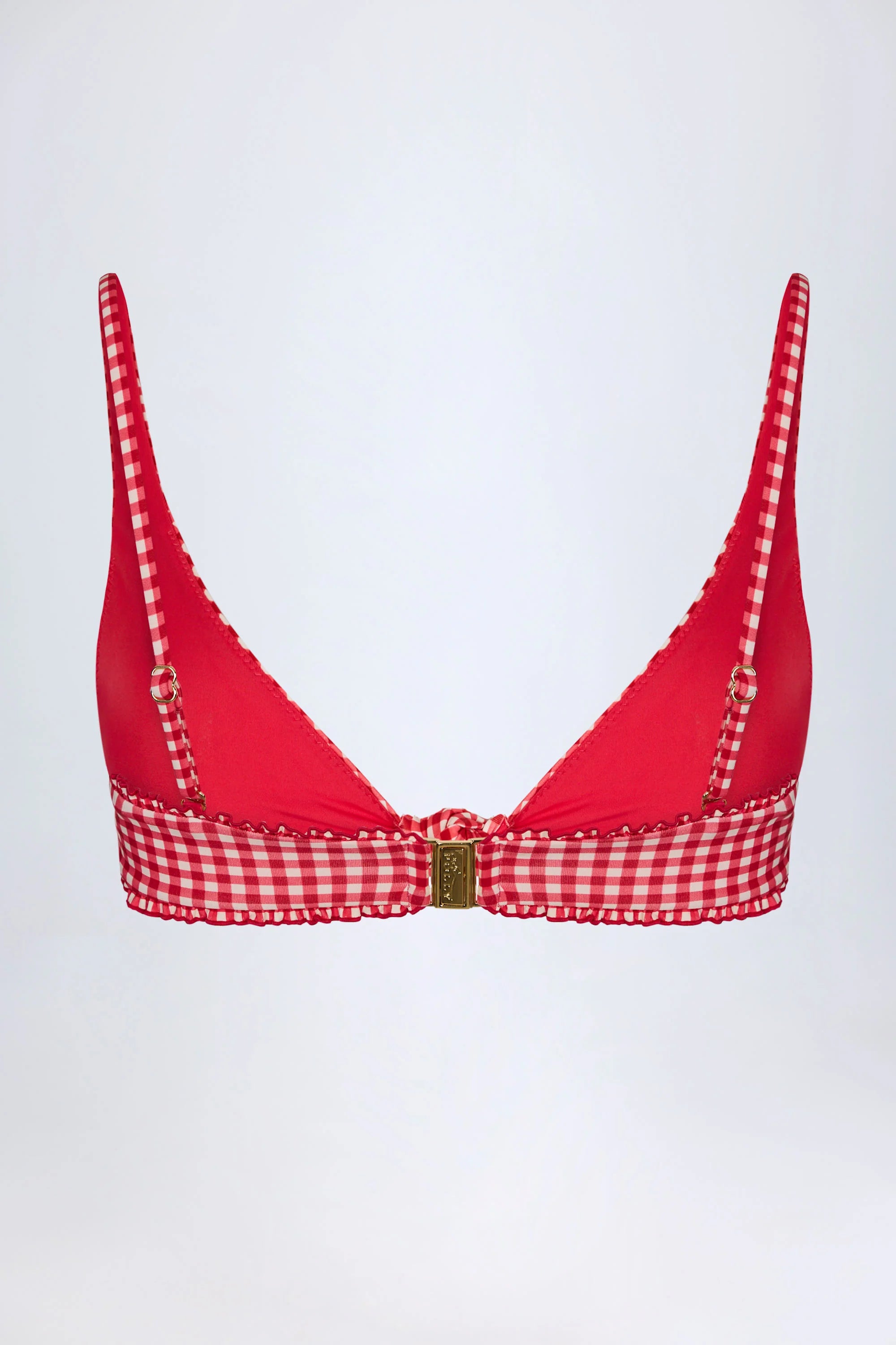 Knot Detail Bikini Top in Red Gingham