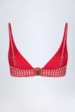Knot Detail Bikini Top in Red Gingham