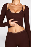 Modal Mid Rise Flared Trousers in Chocolate Brown