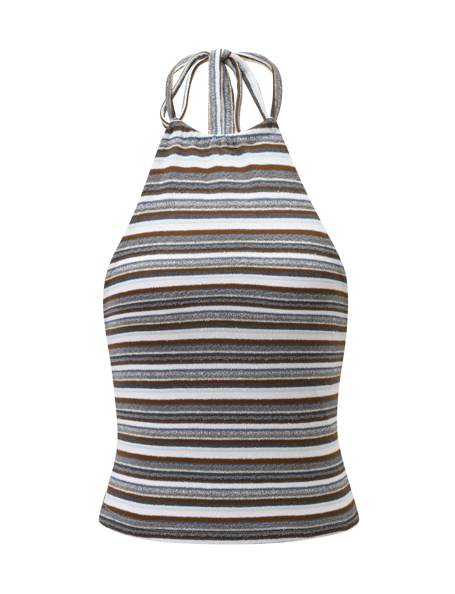DILLON HALTER TOP BLUE AND BROWN STRIPE