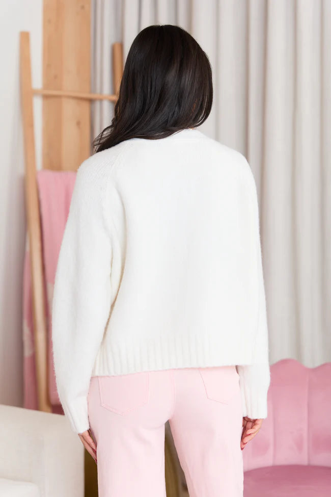 Fallon Ivory V Neck Sweater SALE