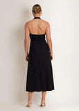 Linen Halter Sleeveless Maxi Dress Jet Black