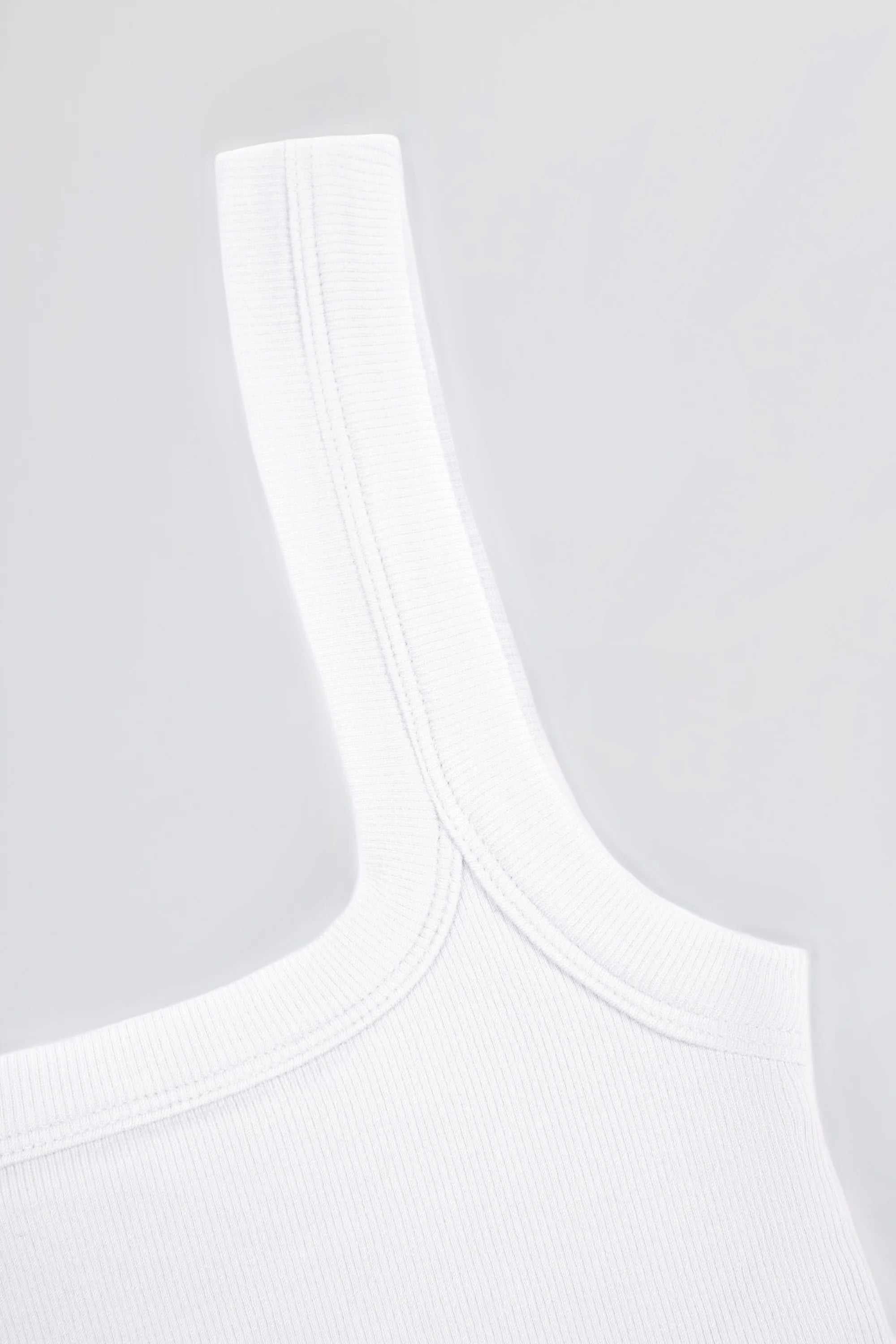 Seamless Soft Rib Square Neck Tank Top in White