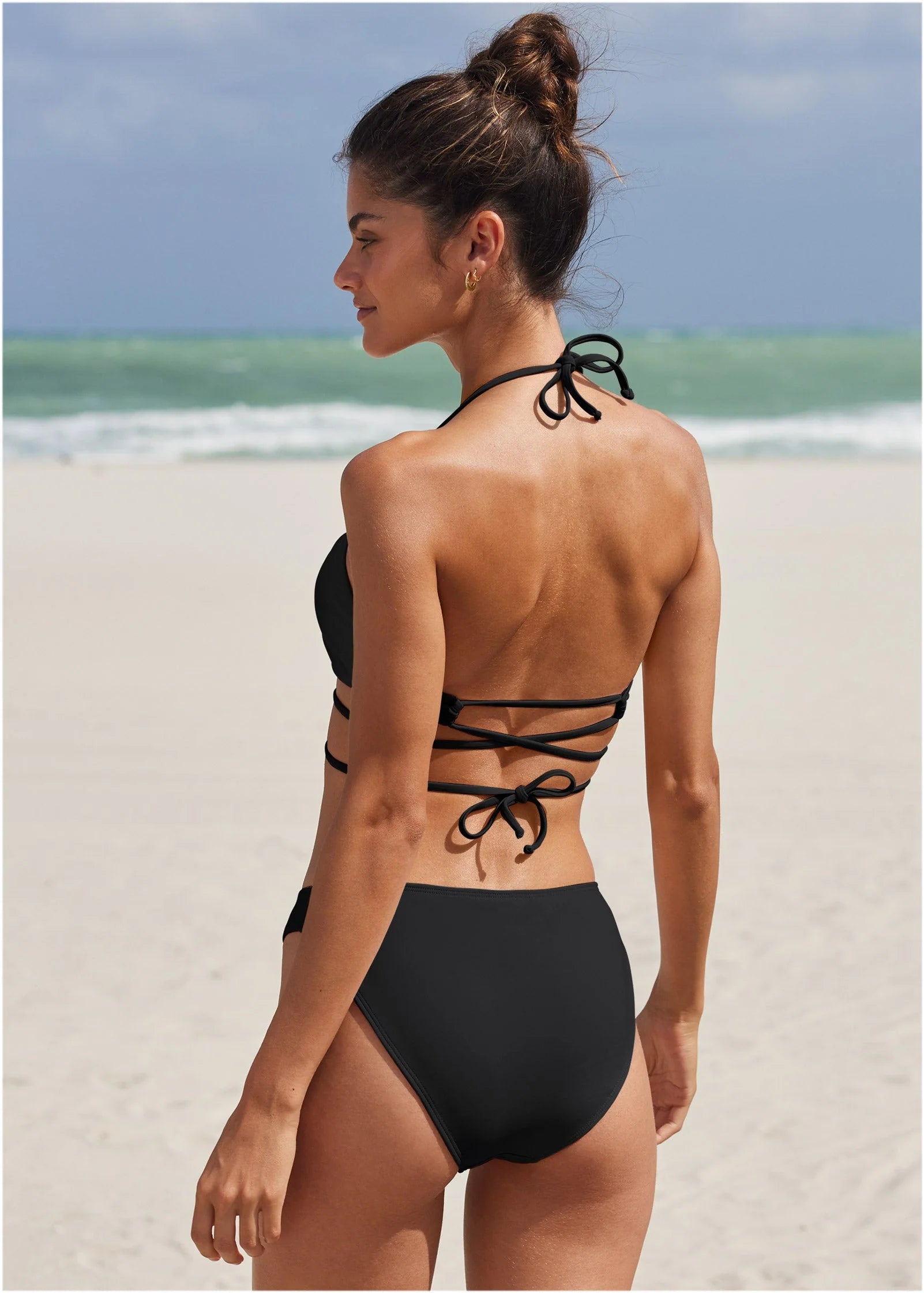 Strappy Ibiza Triangle Top Black Beauty