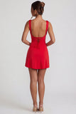 Tie Up Back Mini Dress in Red