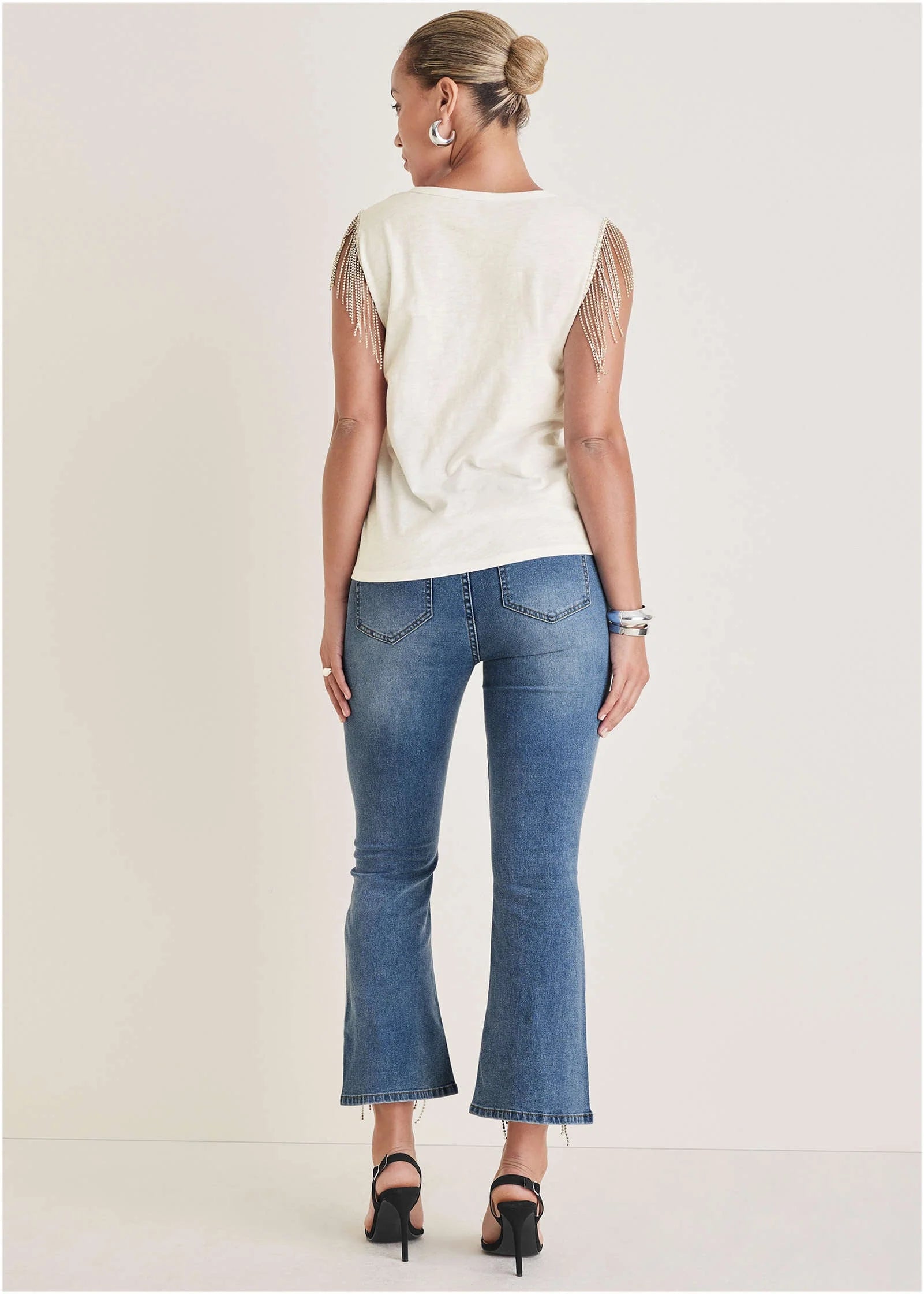 Diamond Fringe Tank Top Cloud Dancer