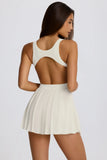 Soft Active Open Back Pleated Tennis Dress in Coconut