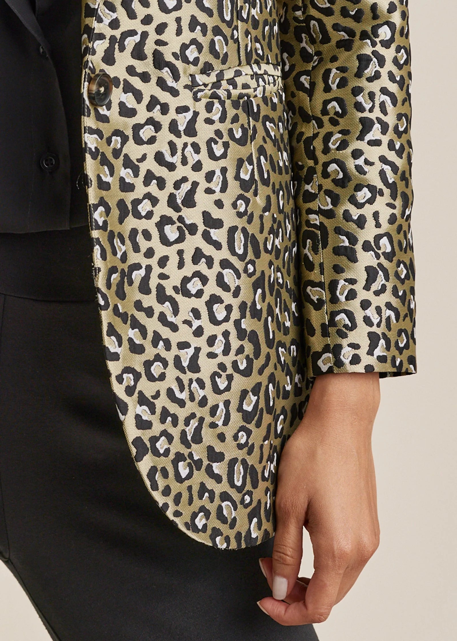 Leopard Jacquard Blazer Black Gold