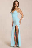 Deep V Neck Maxi Dress in Light Blue