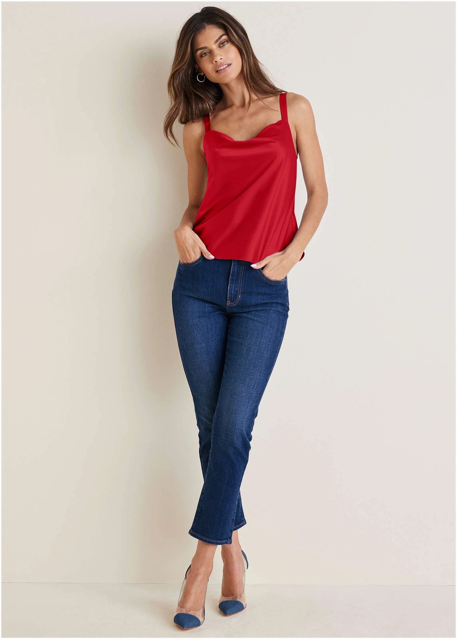 Cowl Neck Tank Red