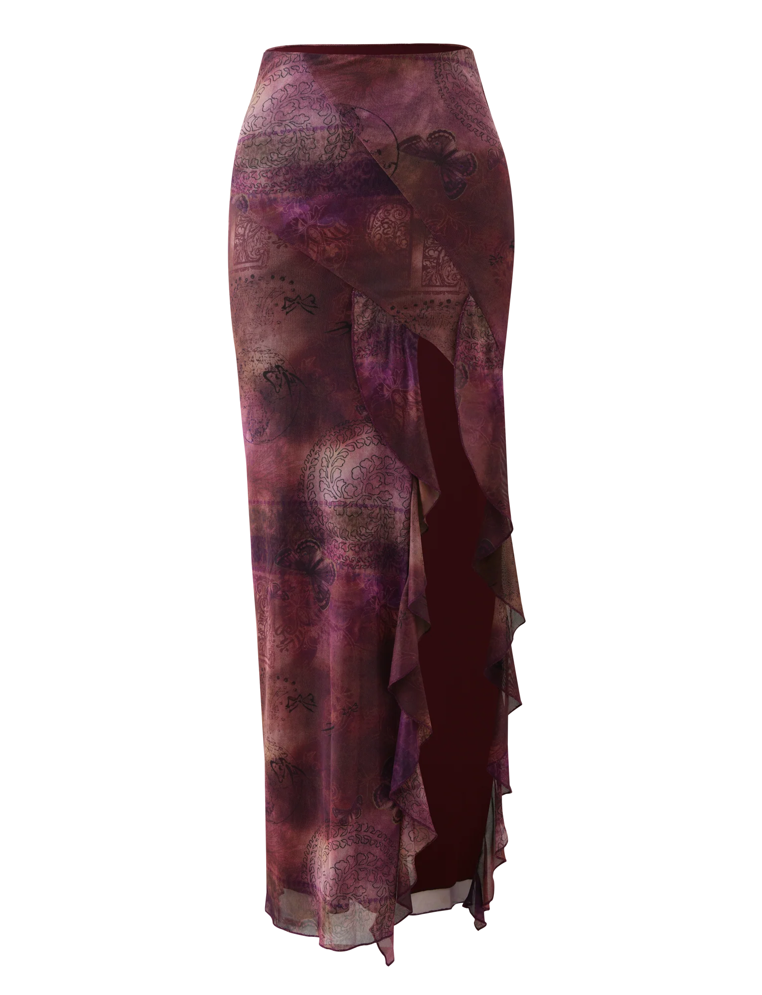 THEO SKIRT PLUM BUTTERFLY PAISLEY