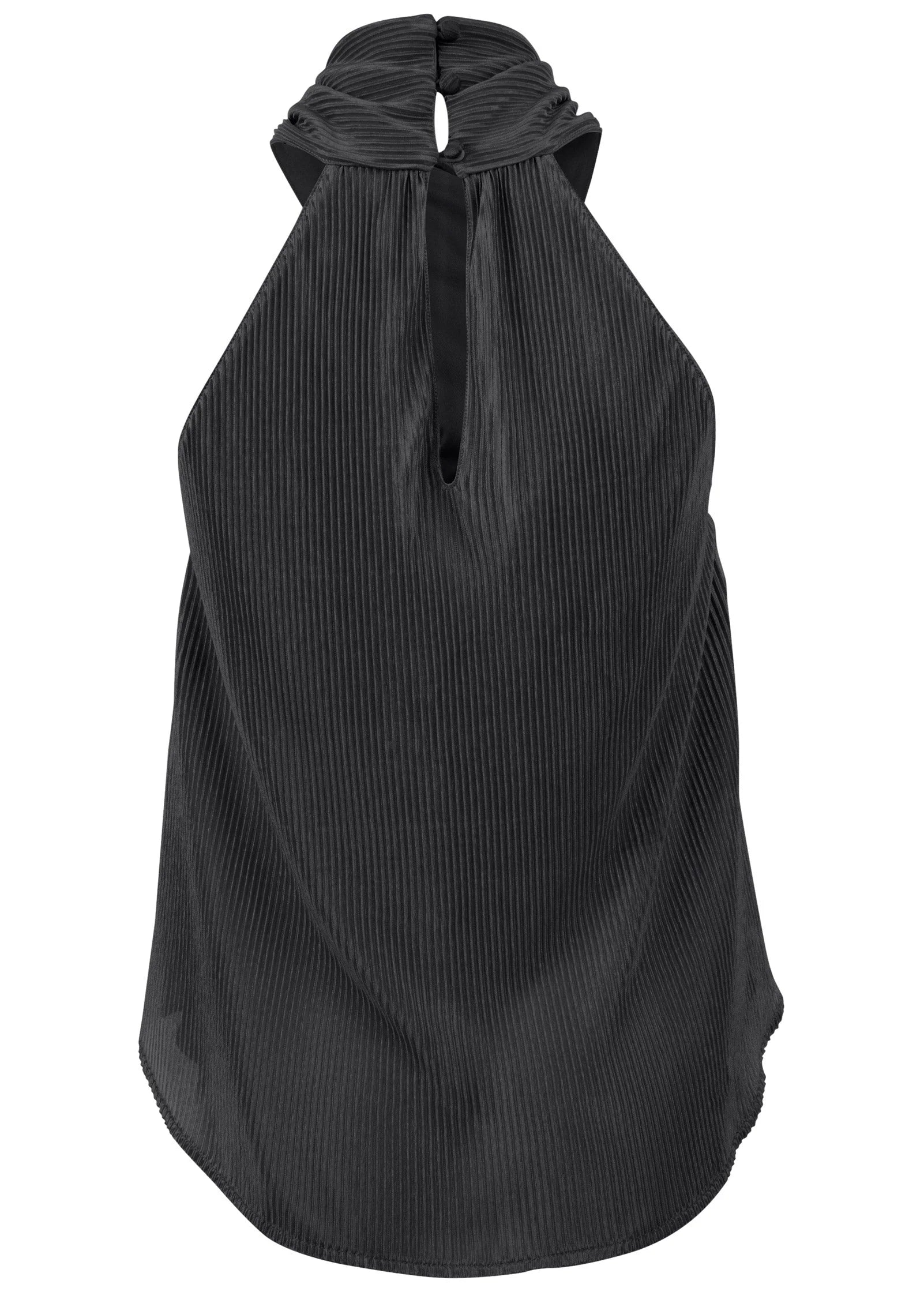 Plisse Cross Neck Tank Jet Black
