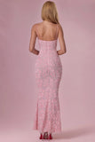 Embellished Square Neck Maxi Dress in Blush