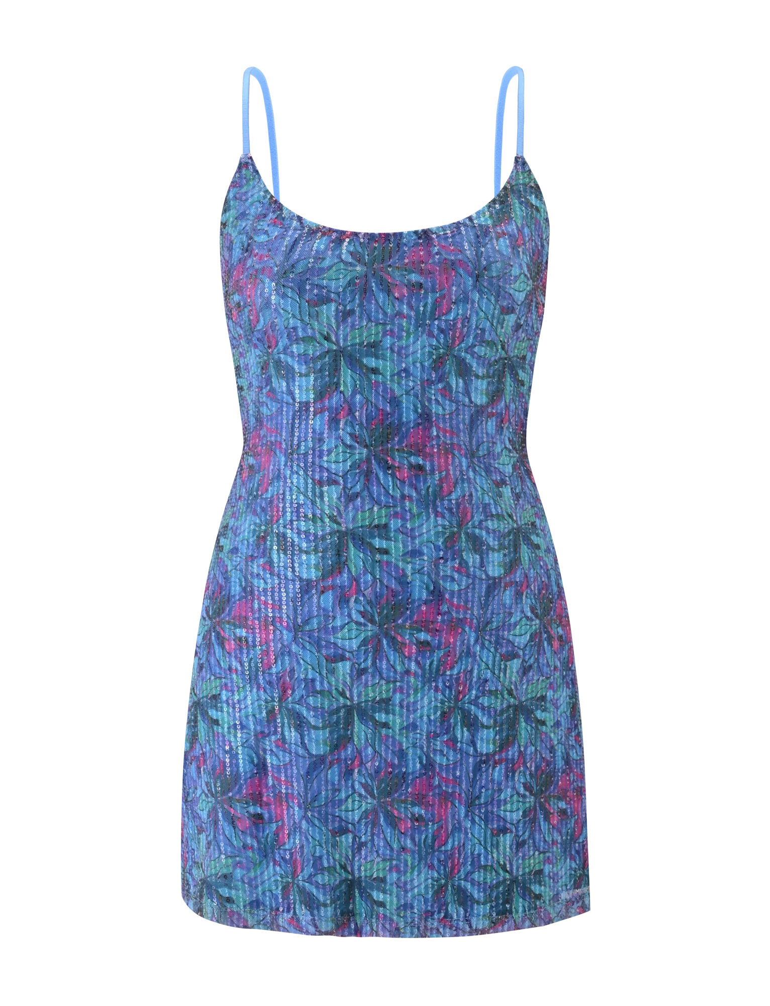ZEINA MINI DRESS BLUE FLORAL SEQUIN