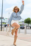 All About You Chambray Tie Front Top